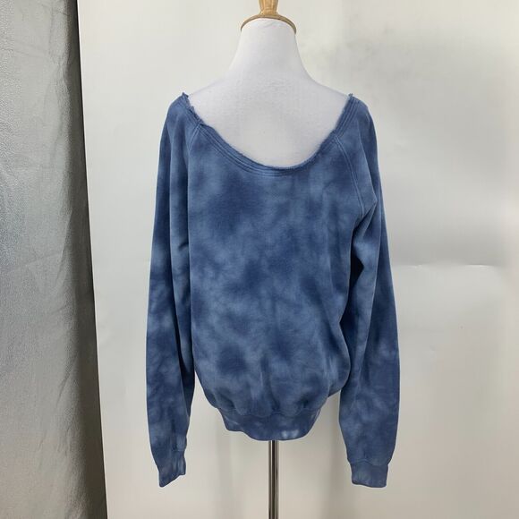 Pink Victorias Secret Sweater Womens S Blue Tie Dye Raw Boat Neck Slouchy Raglan - Picture 5 of 11